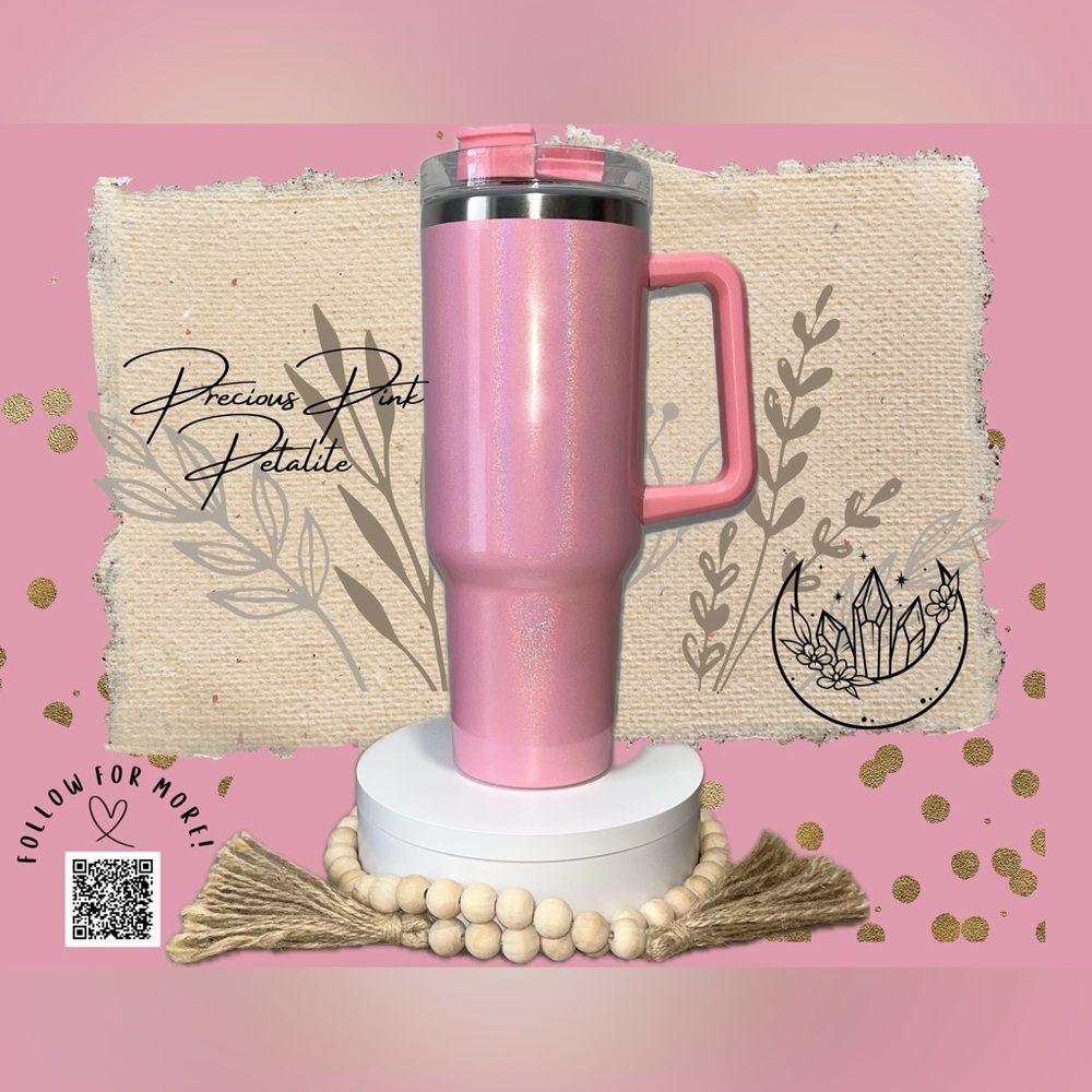 Precious Pink Petalite Iridescent 40oz Tumbler Cup 💗✨ *Comes with Straw*